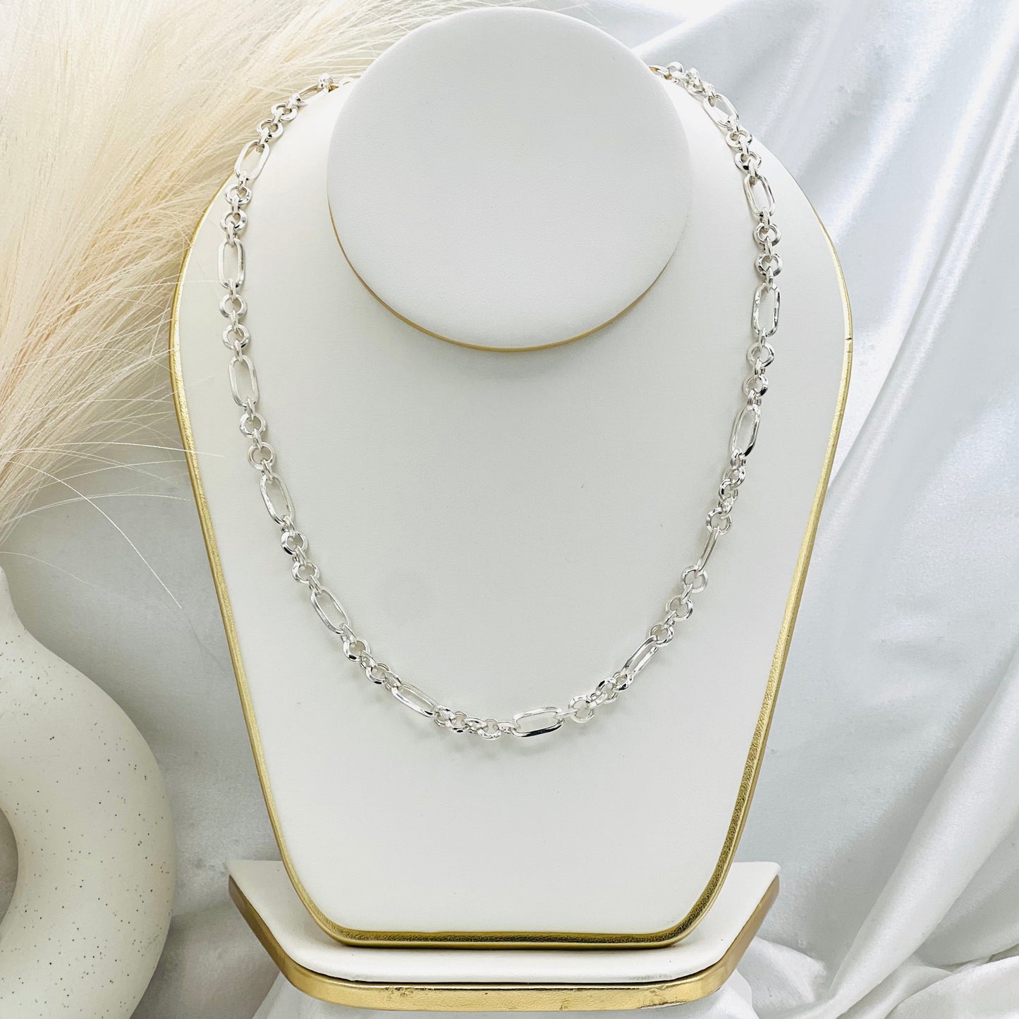 Round Link Necklace in 925 Sterling Silver MCH16