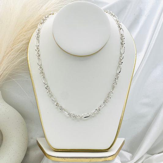 Round Link Necklace in 925 Sterling Silver MCH16