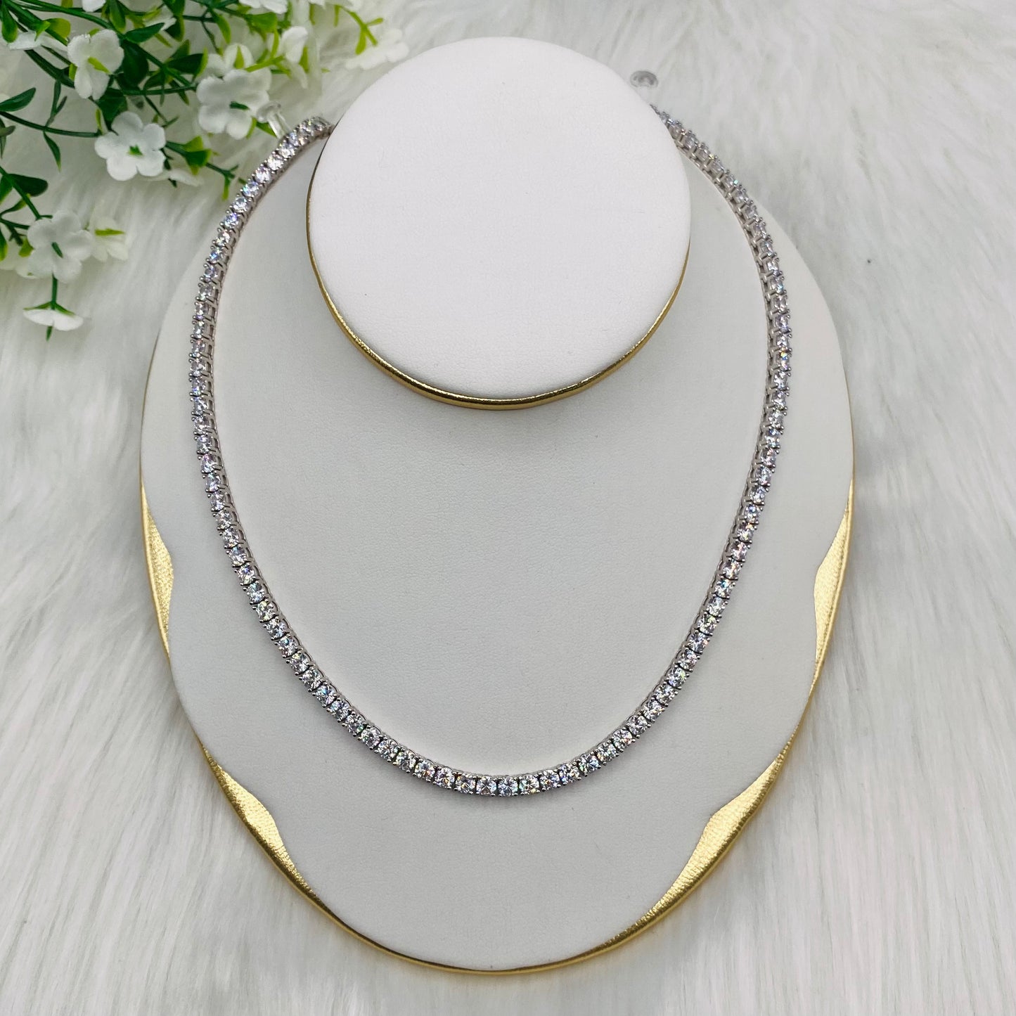 Sterling Silver Tennis Necklace 4mm CZ UTN11