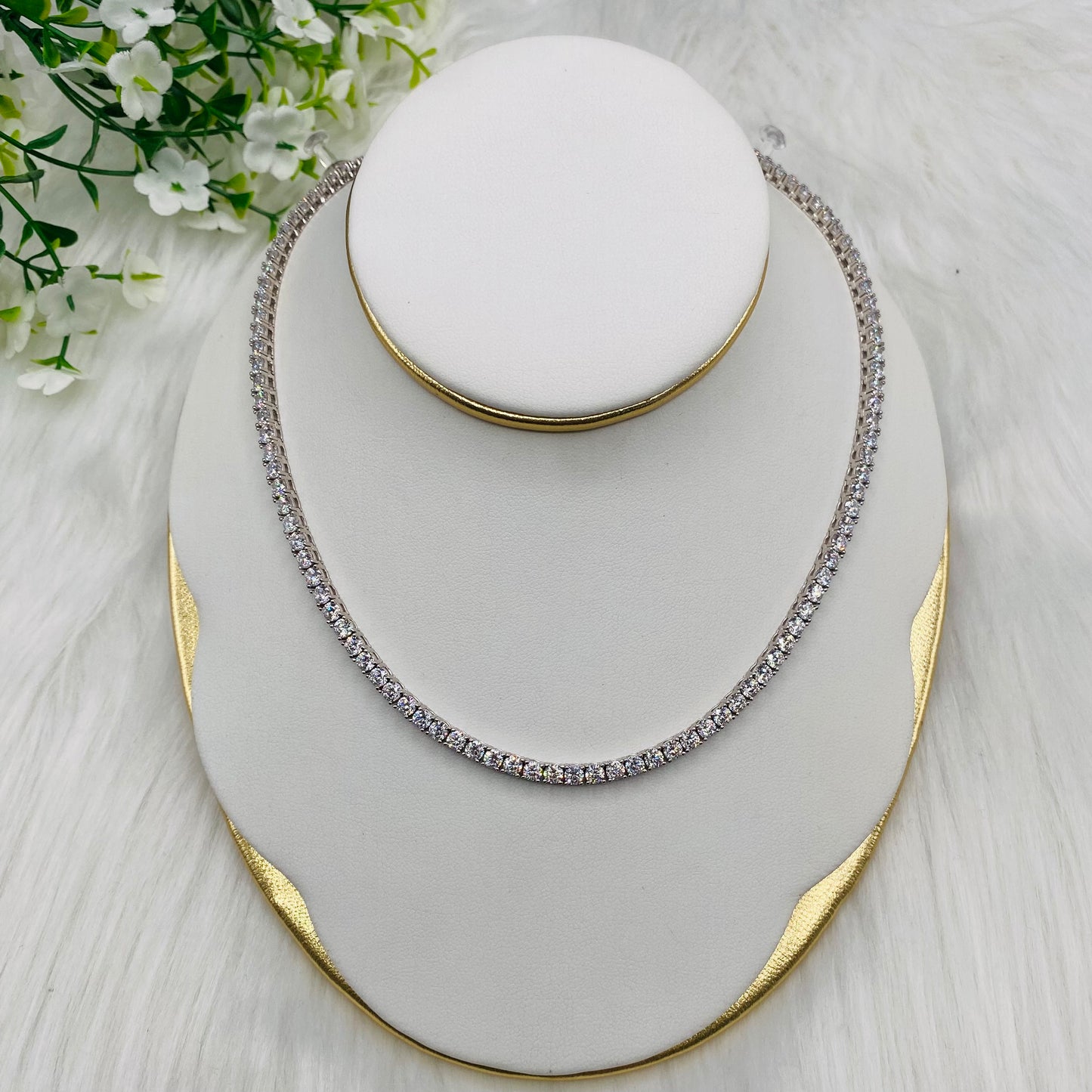 Sterling Silver Tennis Necklace 3.5mm CZ UTN12