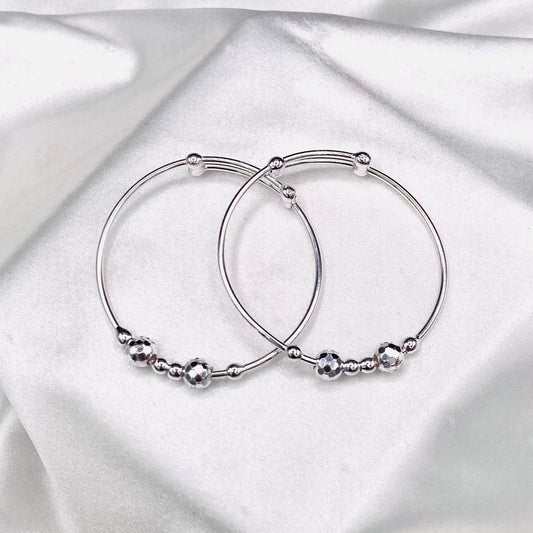 Silver beaded Kids Bangle 925 Sterling Silver BKS22