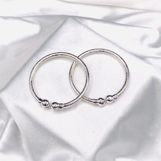 Plain Beads Kids Bangle Silver BKS20