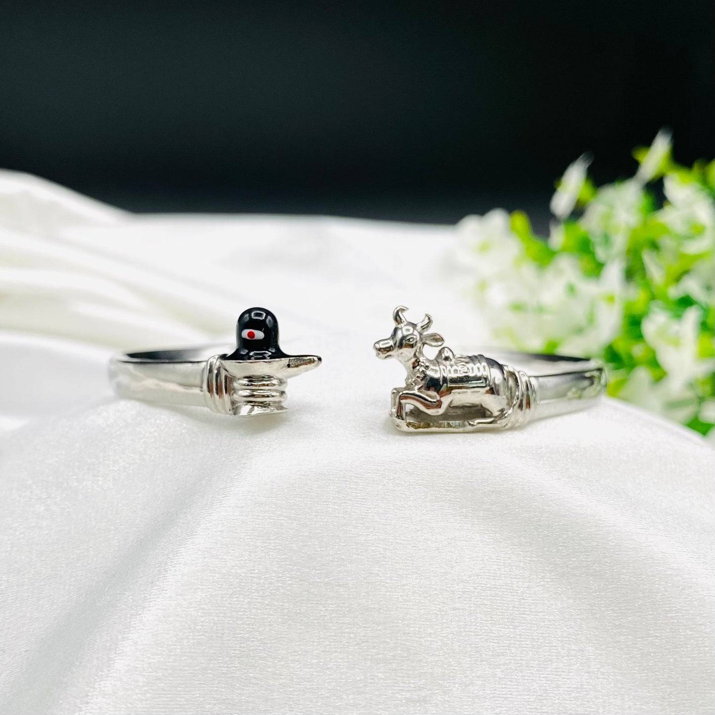Shivling Nandi Silver 925 Bangle Bracelet USB01