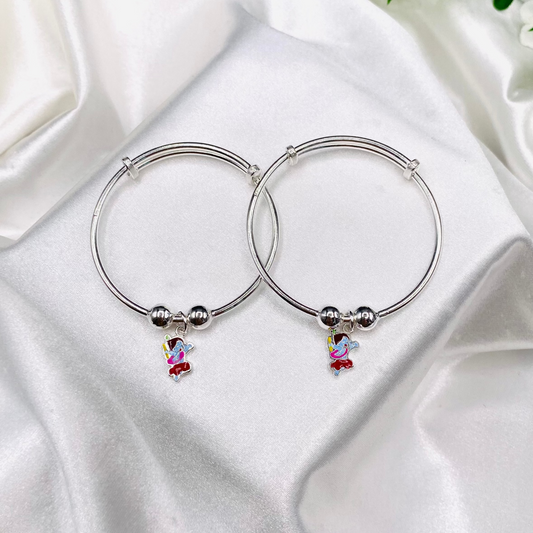Krishan Ji Charm Kids Adjustable Bangle 925 Sterling Silver BKS34