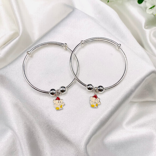 Ganesh Ji Charm Charm Kids Adjustable Bangle 925 Sterling Silver BKS35