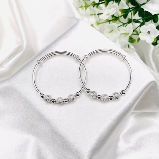 Sparkle beads Kids Bangle 925 Sterling Silver BKS15