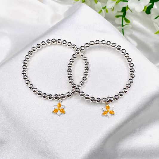 Flower Charm Kids Bangle 925 Sterling Silver BKS26