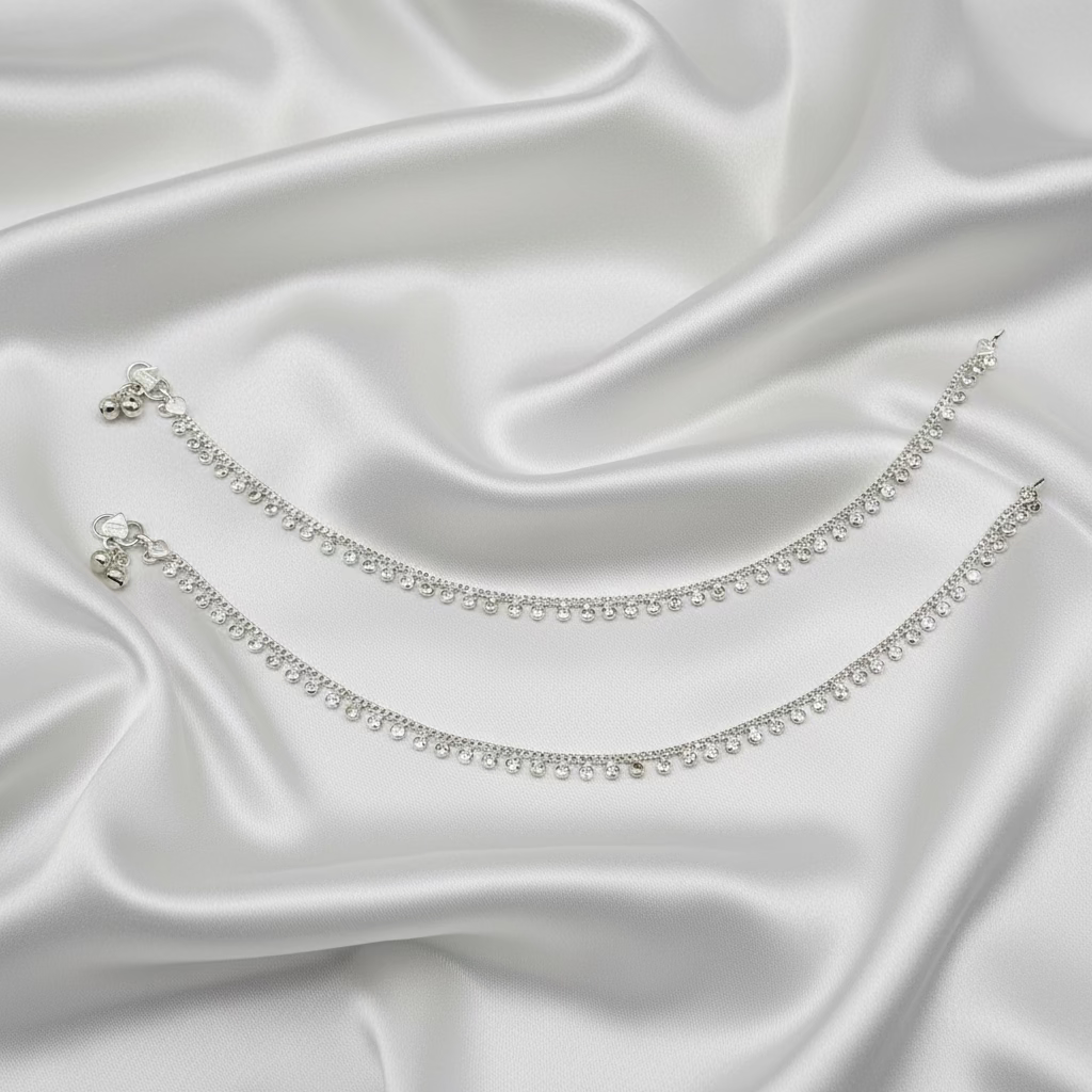 Pure Silver Anklet with White Swarovski Stones WAS30
