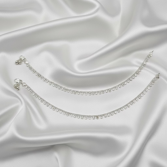Pure Silver Anklet with White Swarovski Stones WAS30
