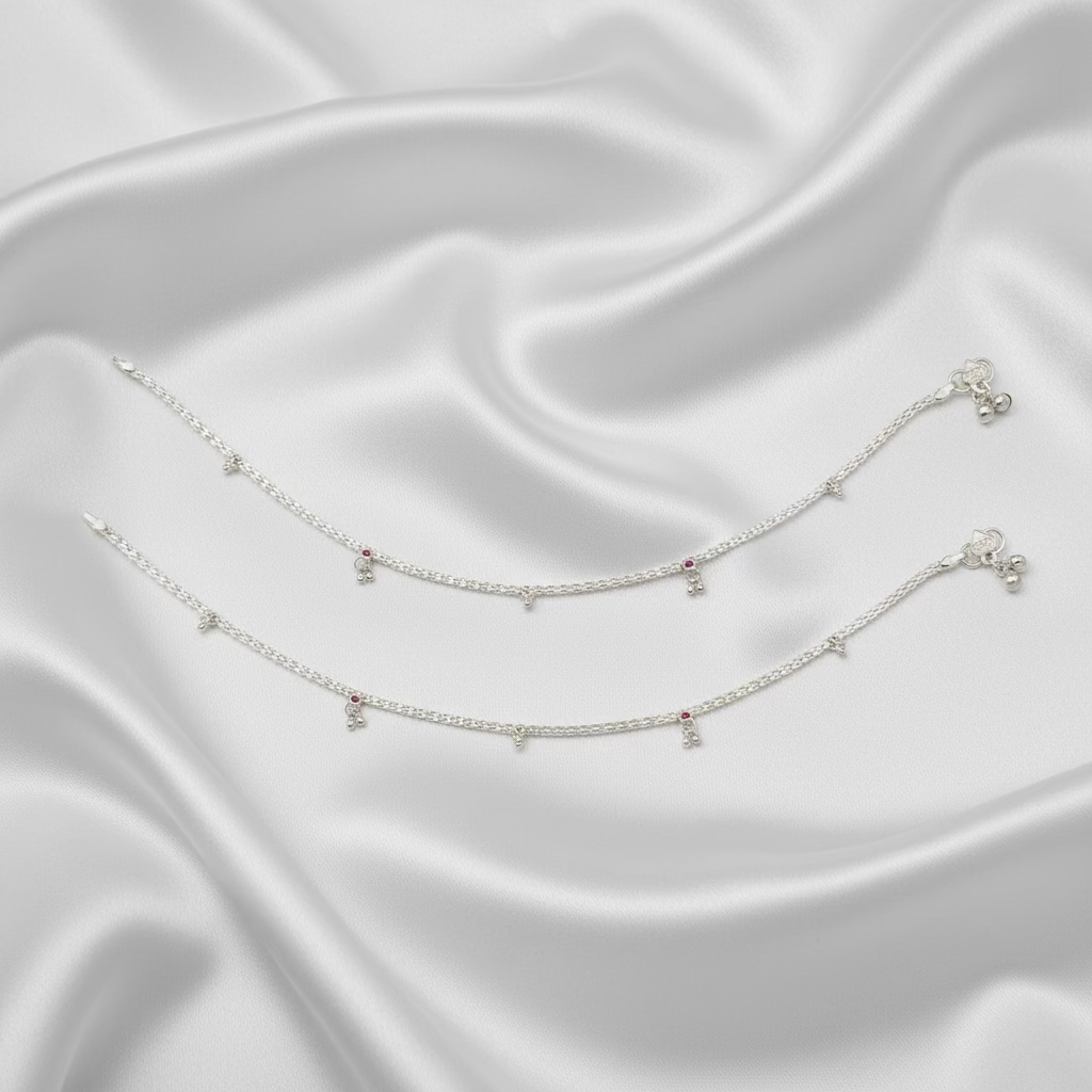 Pure Silver Anklet with Ghungroo WAS39