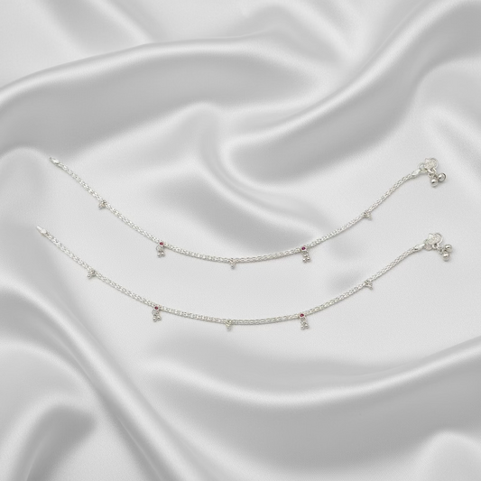 Pure Silver Anklet with Ghungroo WAS39