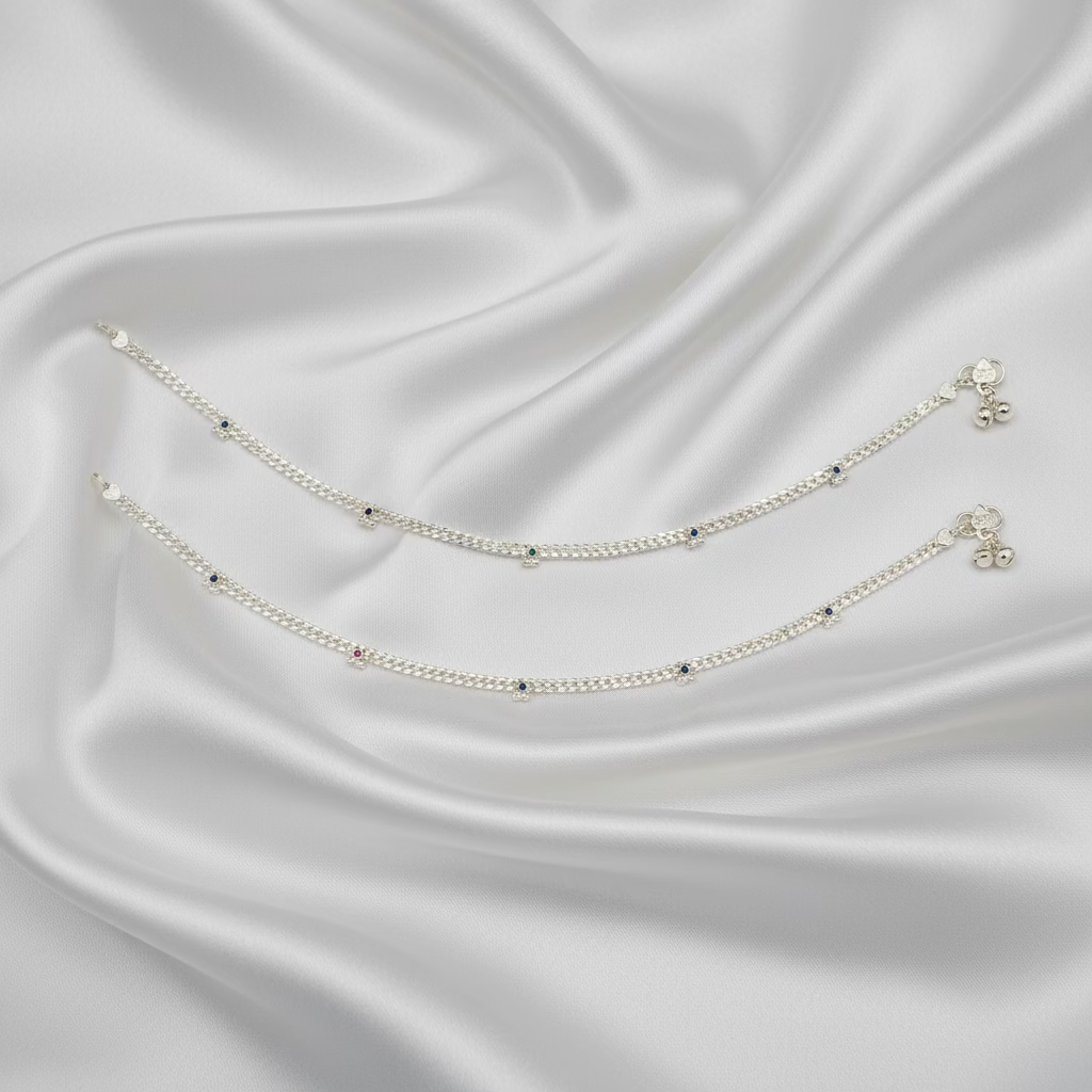 Pure Silver Anklet with Ghungroo WAS40