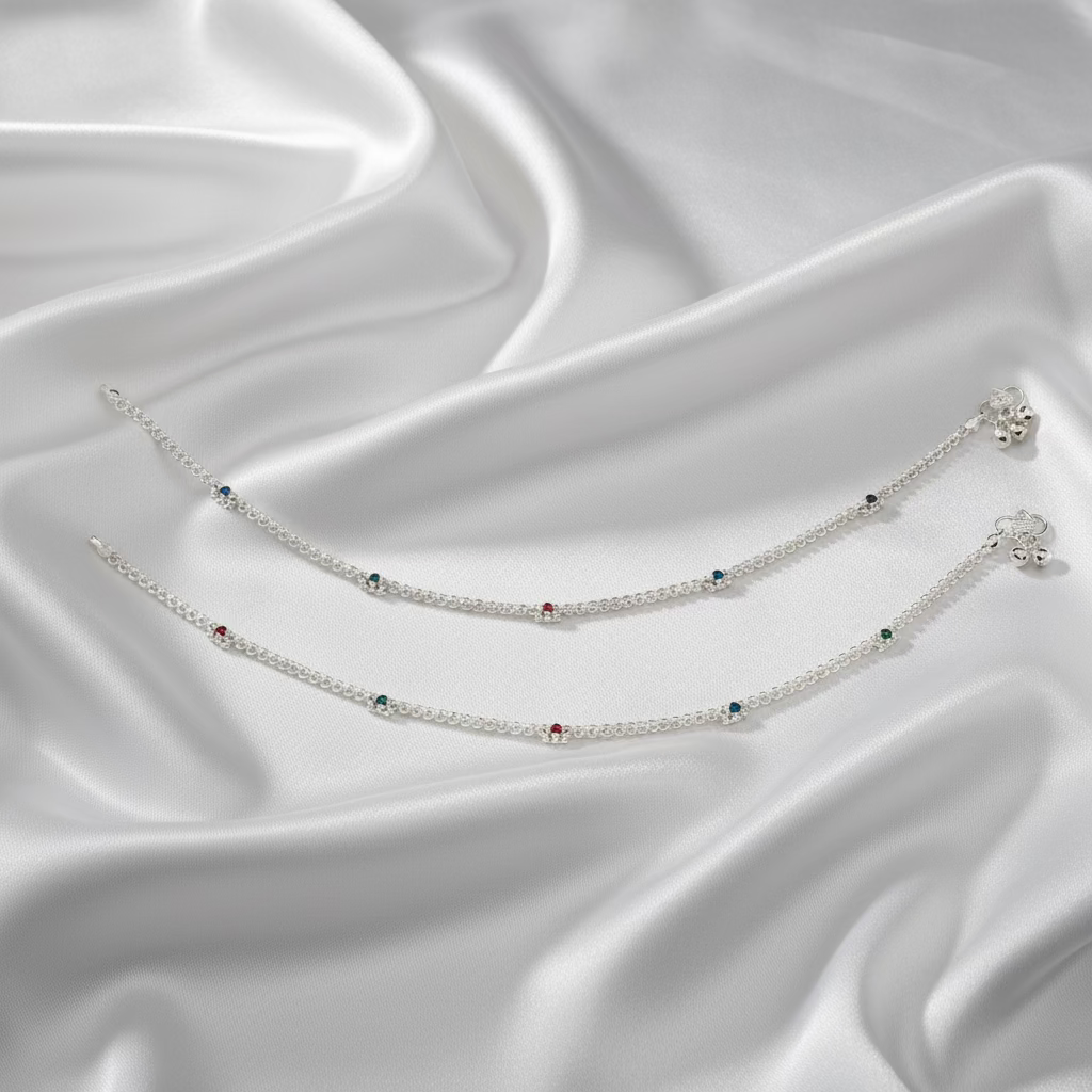 Pure Silver Anklet with Ghungroo WAS41