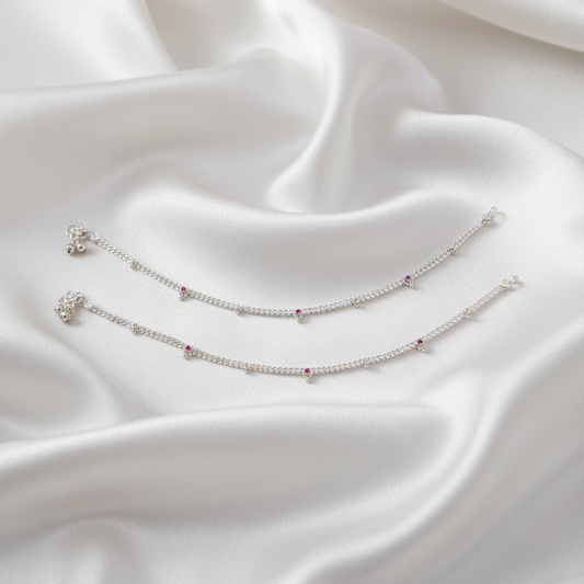 Pure Silver Anklet with Ghungroo WAS42