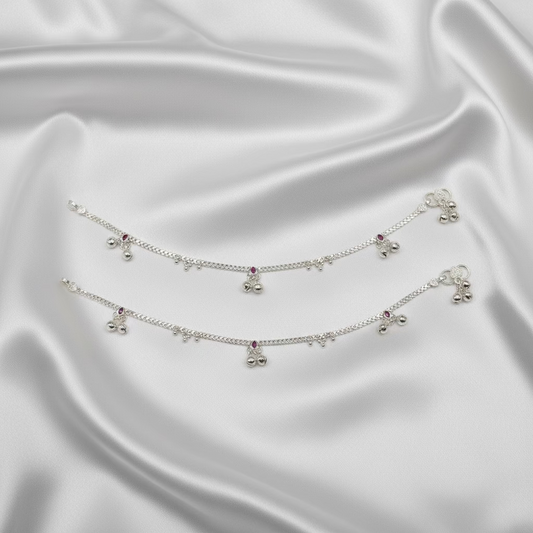 Pure Silver Anklet with Ghungroo WAS43