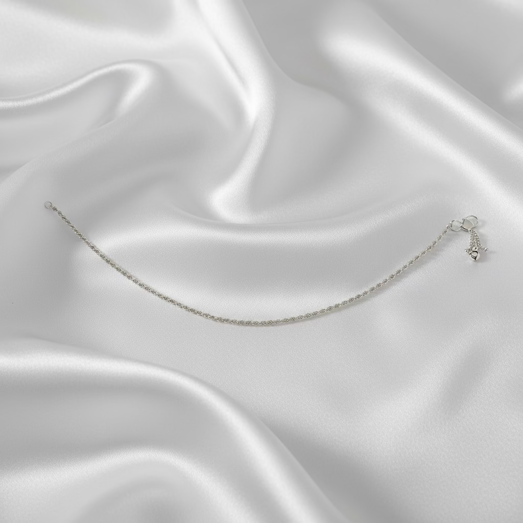 Pure 925 Silver Anklet with Ghungroo WAS46 (Single)