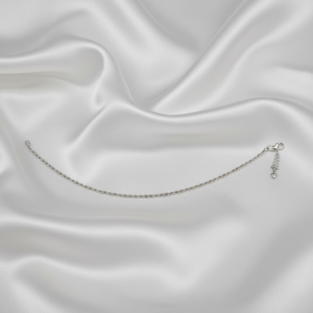 Pure 925 Silver Anklet with Ghungroo WAS47 (Single)