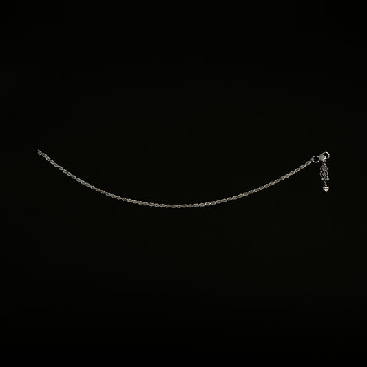 Pure 925 Silver Anklet with Ghungroo WAS47 (Single)