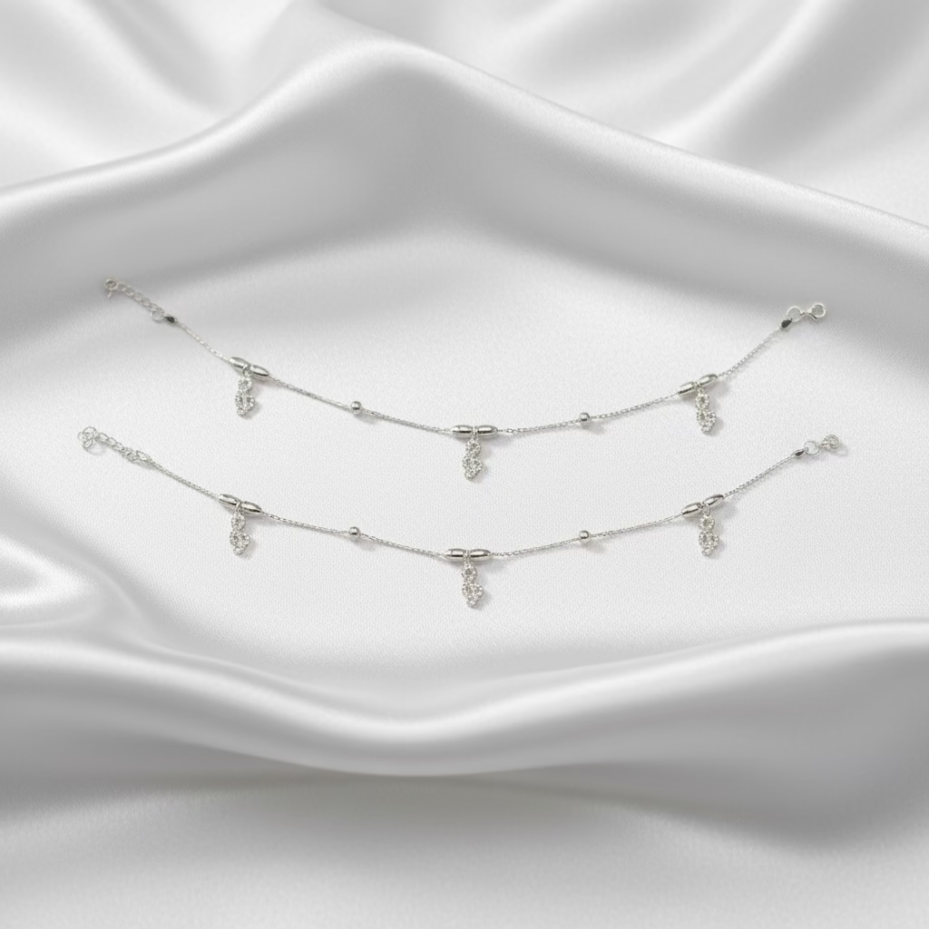 Musical Note Sterling Silver Anklet WAI10 (SINGLE)