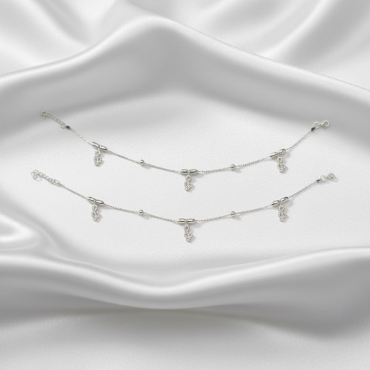 Musical Note Sterling Silver Anklet WAI10 (SINGLE)
