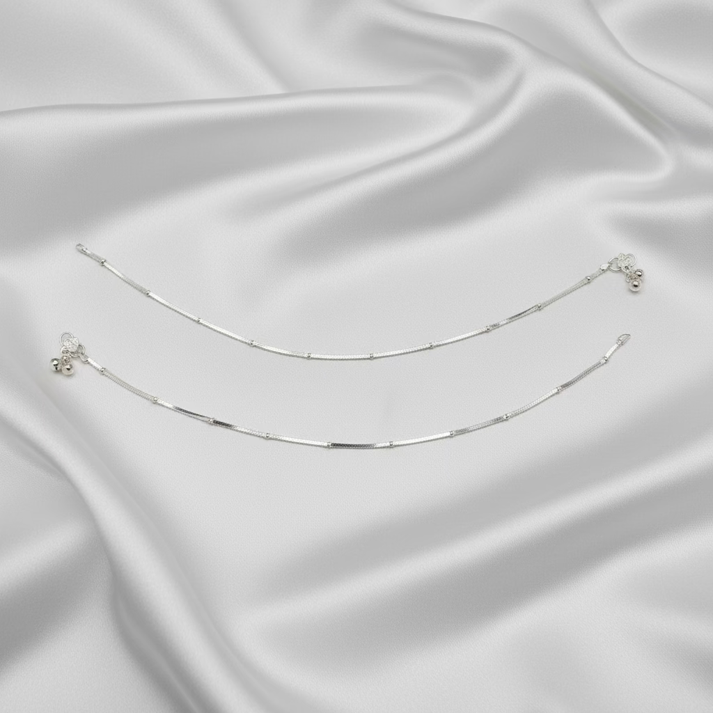 Pure Silver Anklet with Ghungroo WAS48