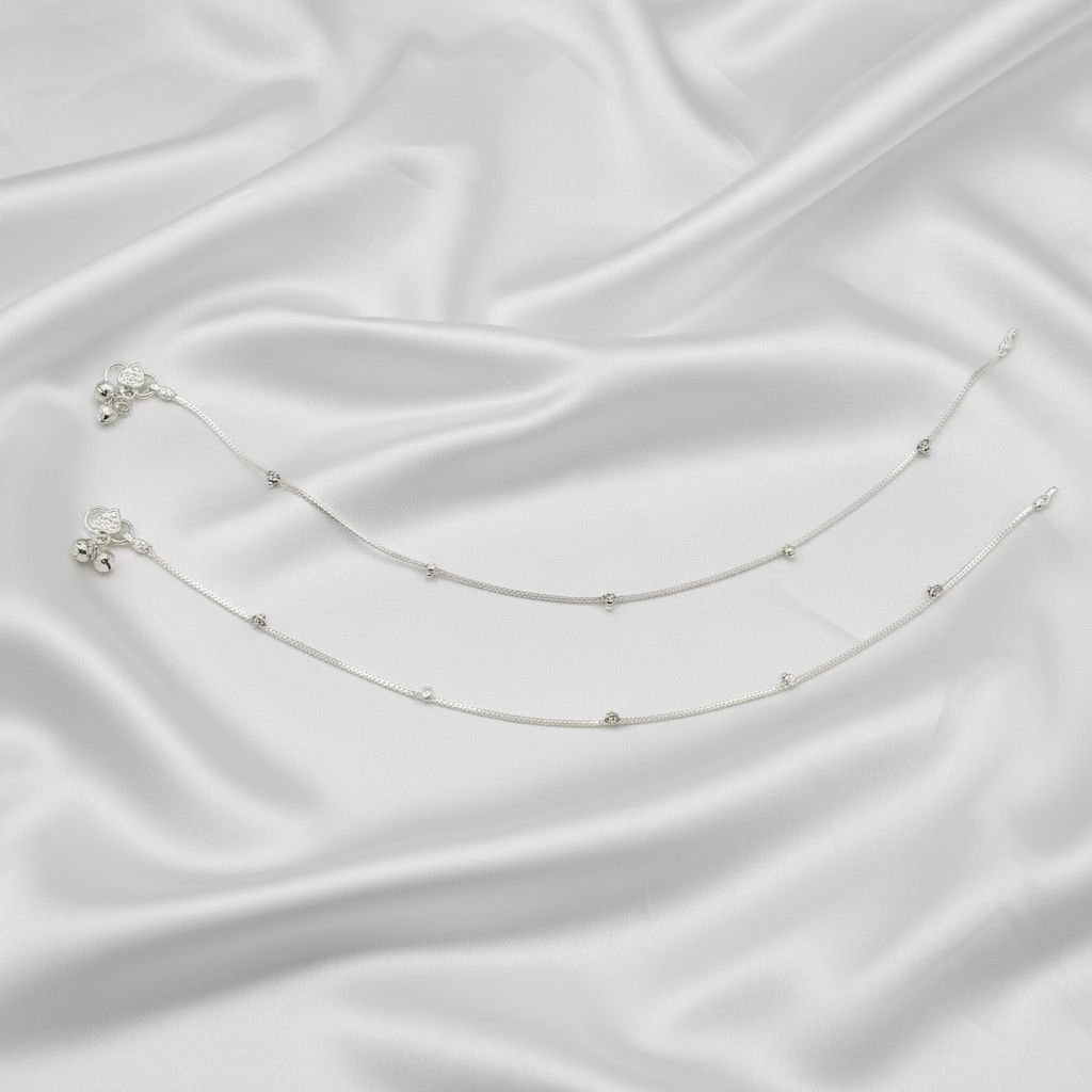 Pure Silver Anklet with Ghungroo WAS49