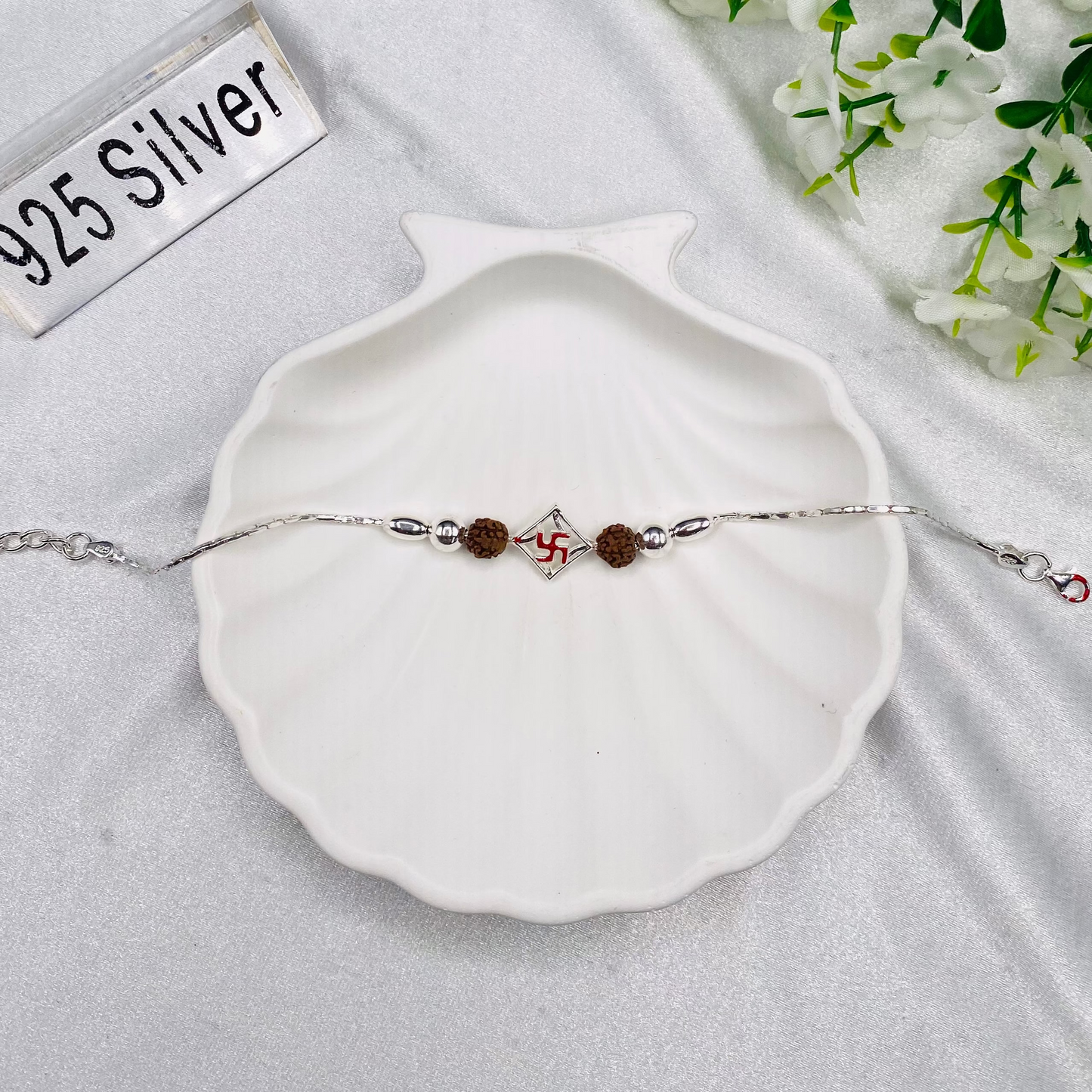 Swastik 925 Silver Rakhi MRI62