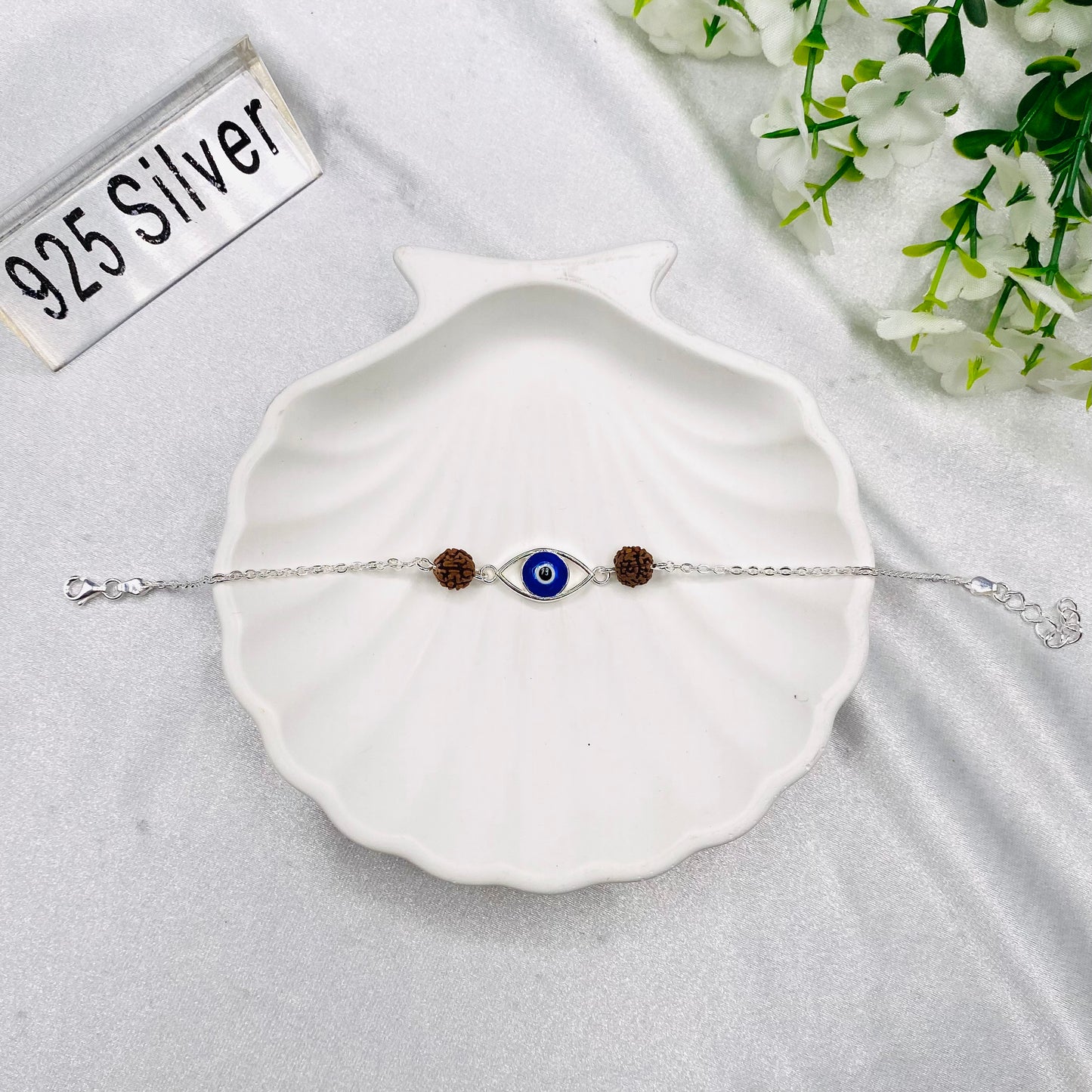 EvilEye Rudraksha 925 Silver Rakhi MRI59