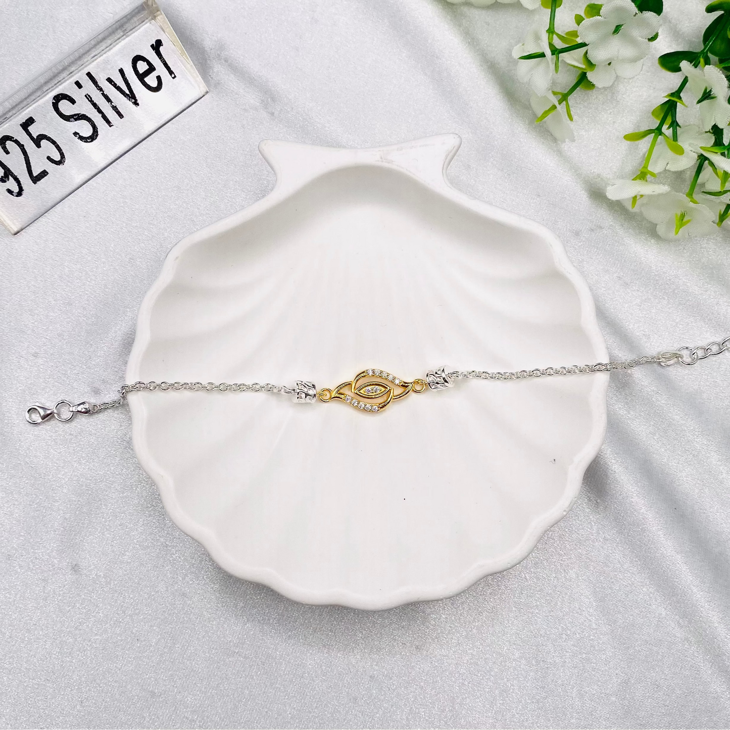Eye Rosegold CZ 925 Silver Rakhi MRI58