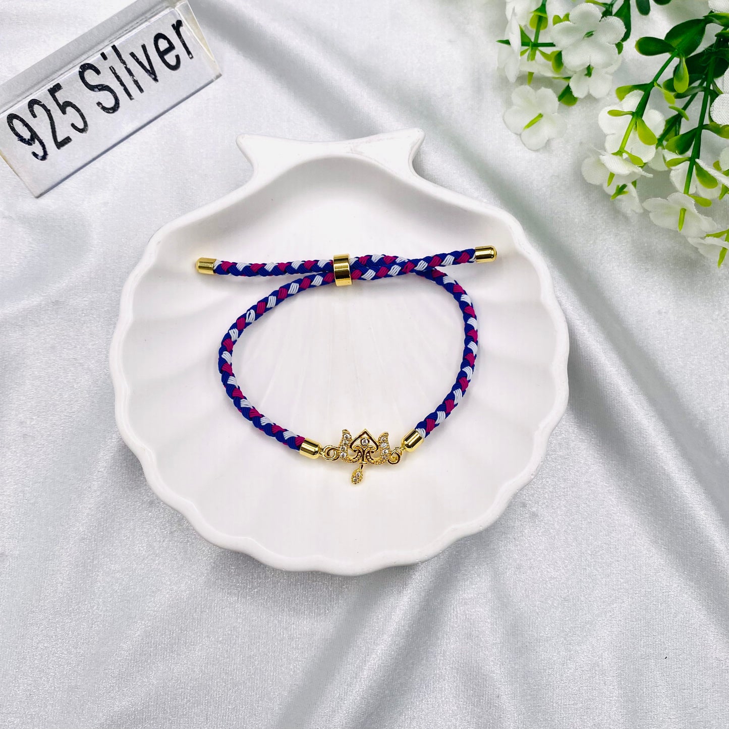 OM Trishool Silver 925 Permanent Rakhi with 22ct Gold plating SRT23