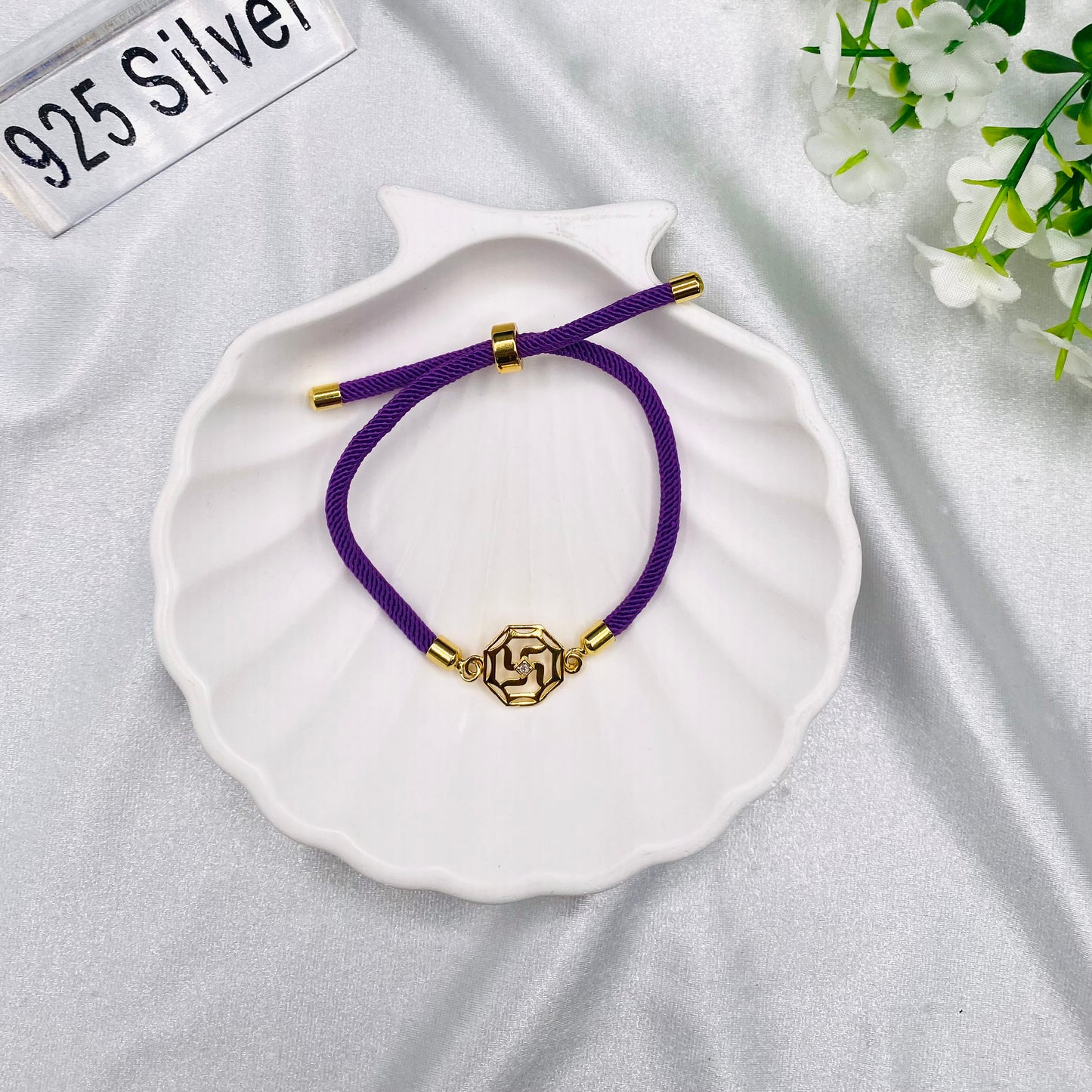 Swastik Silver 925 Permanent Rakhi with 22ct Gold plating SRT25