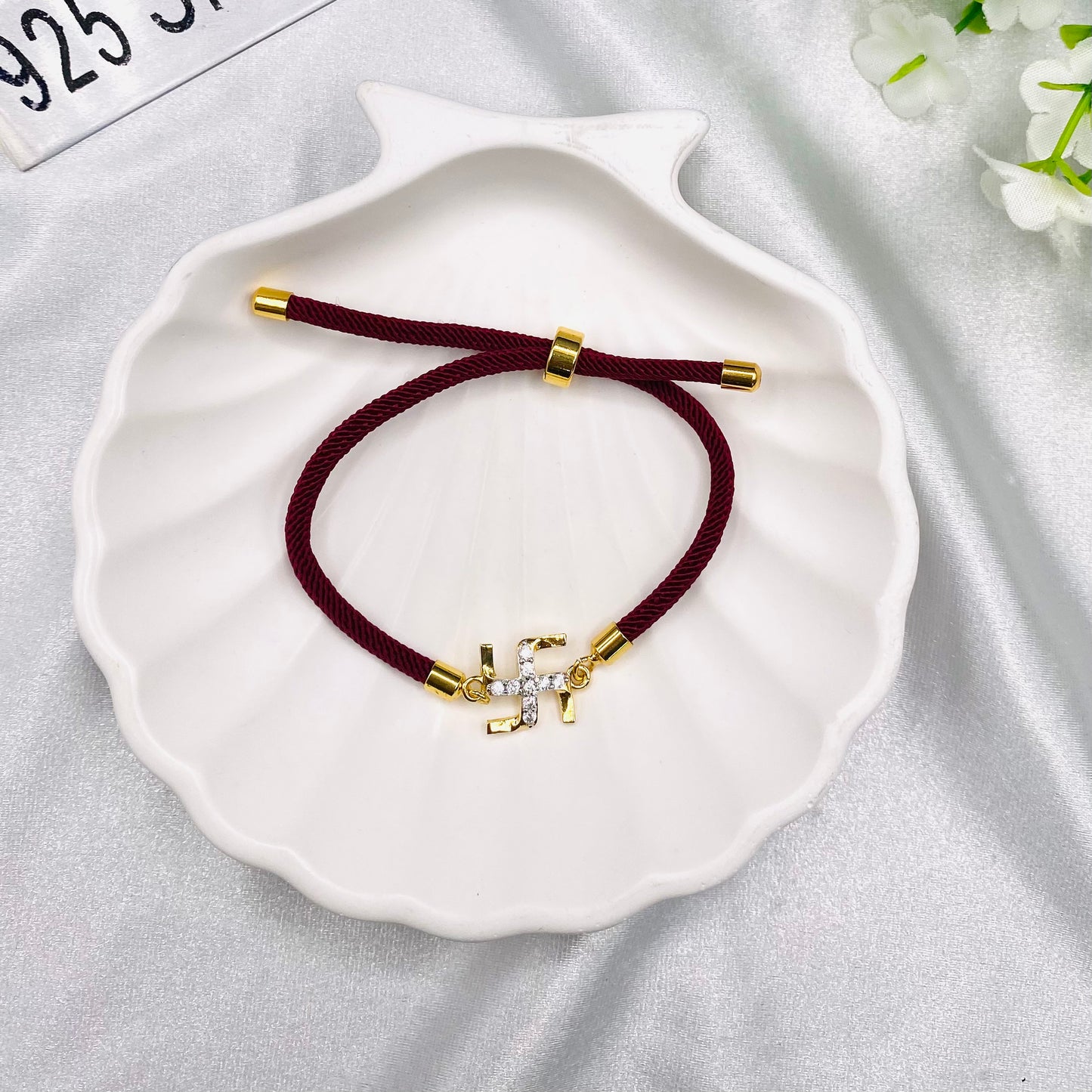 Swastik Silver 925 Permanent Rakhi with 22ct Gold plating SRT25