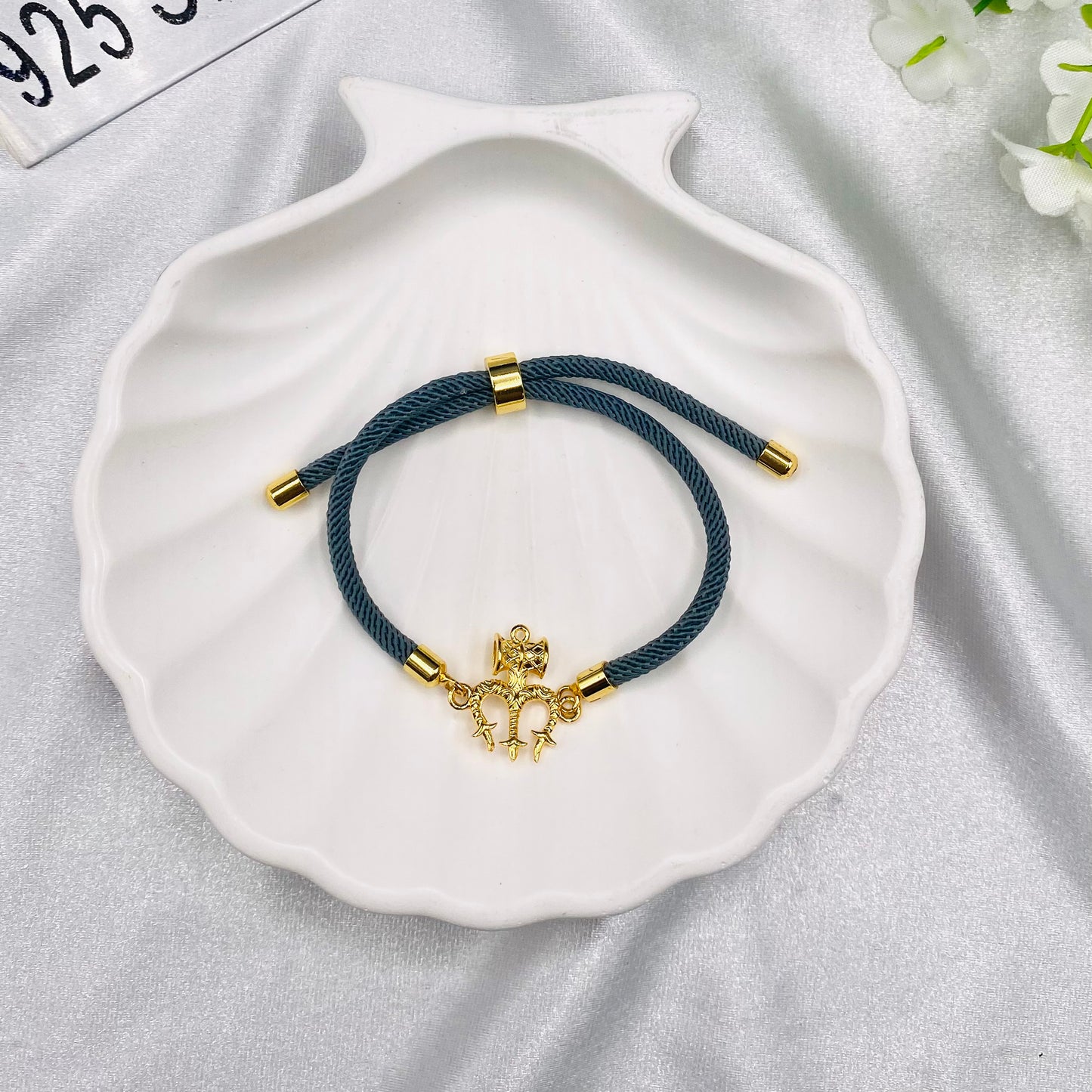 Shiva Trishool Damroo Silver 925 Permanent Rakhi with 22ct Gold plating SRT26