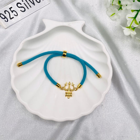 Shiva Trishool Damroo Silver 925 Permanent Rakhi with 22ct Gold plating SRT26
