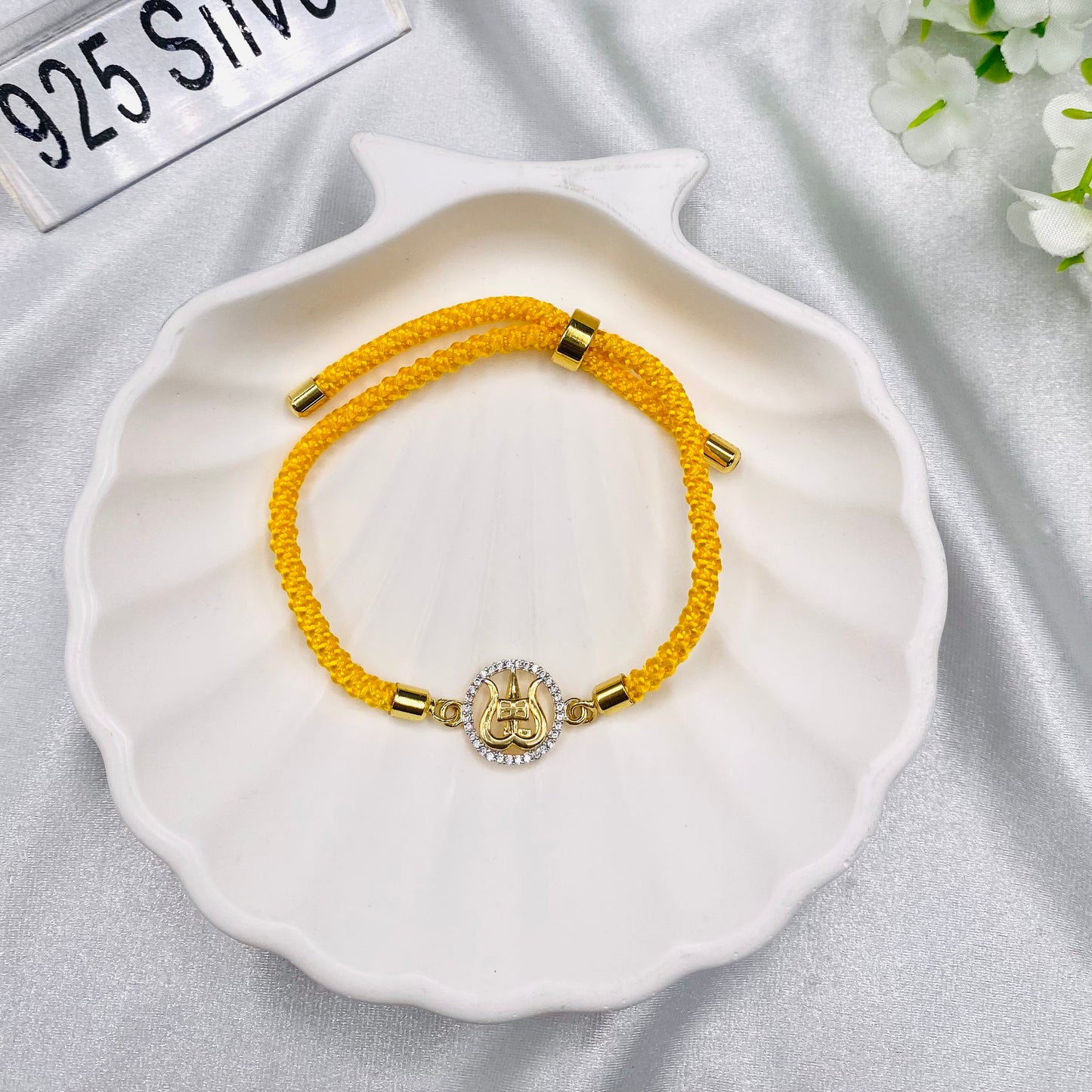 Shiva Trishool CZ Silver 925 Permanent Rakhi with 22ct Gold plating SRT27