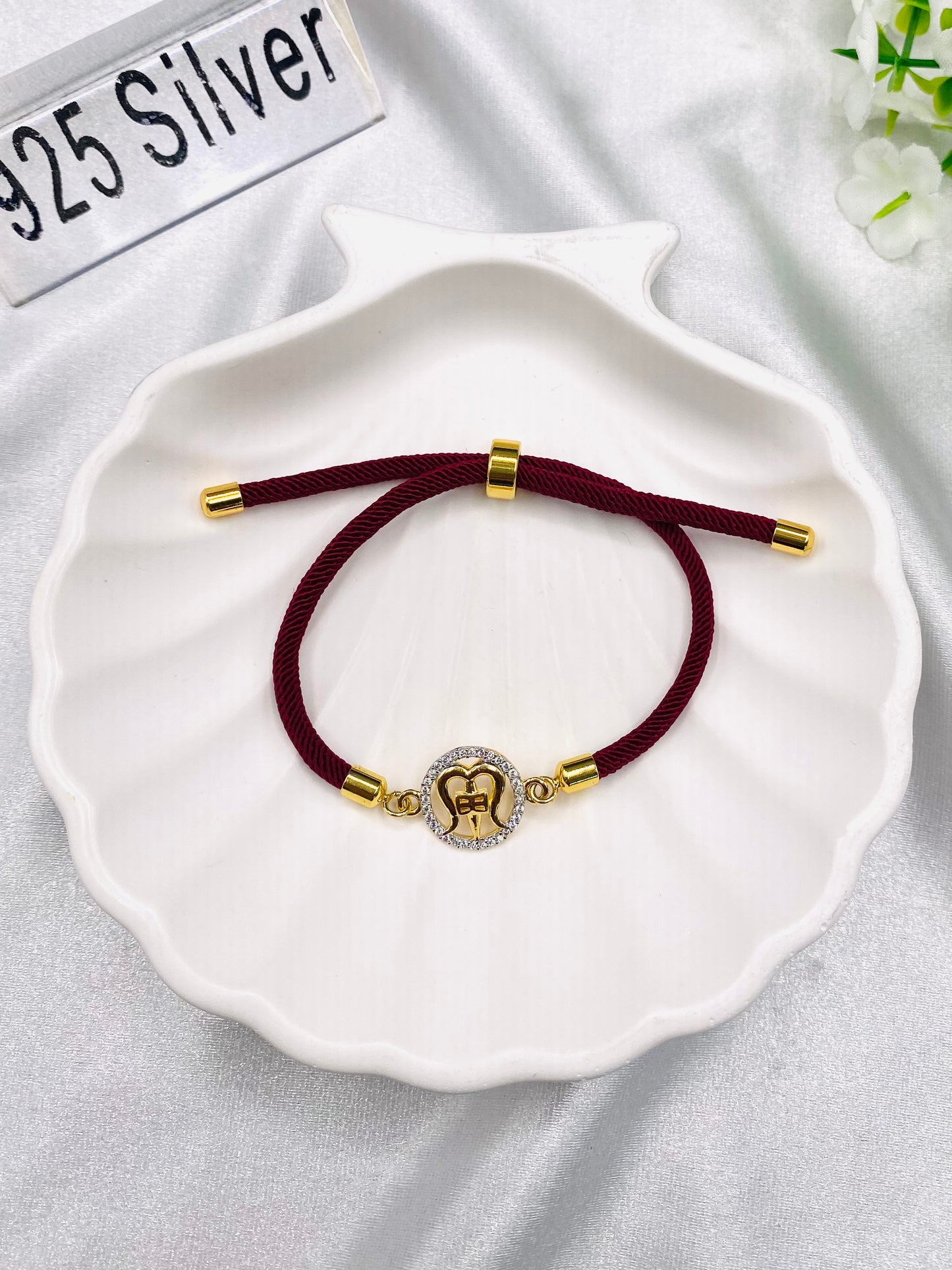 Shiva Trishool CZ Silver 925 Permanent Rakhi with 22ct Gold plating SRT27