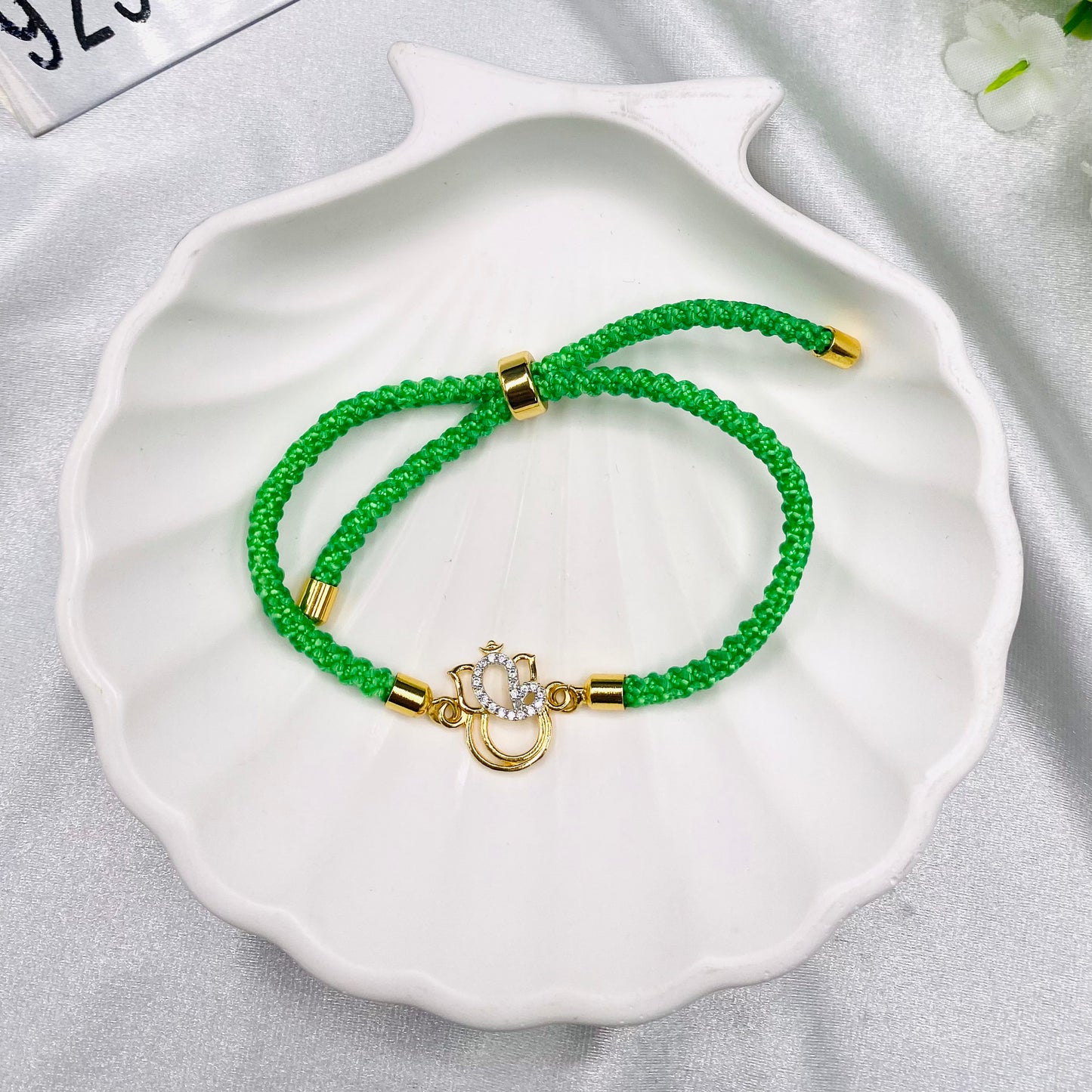 Swaroski single stones Silver 925 Permanent Rakhi with 22ct Gold plating SRT30