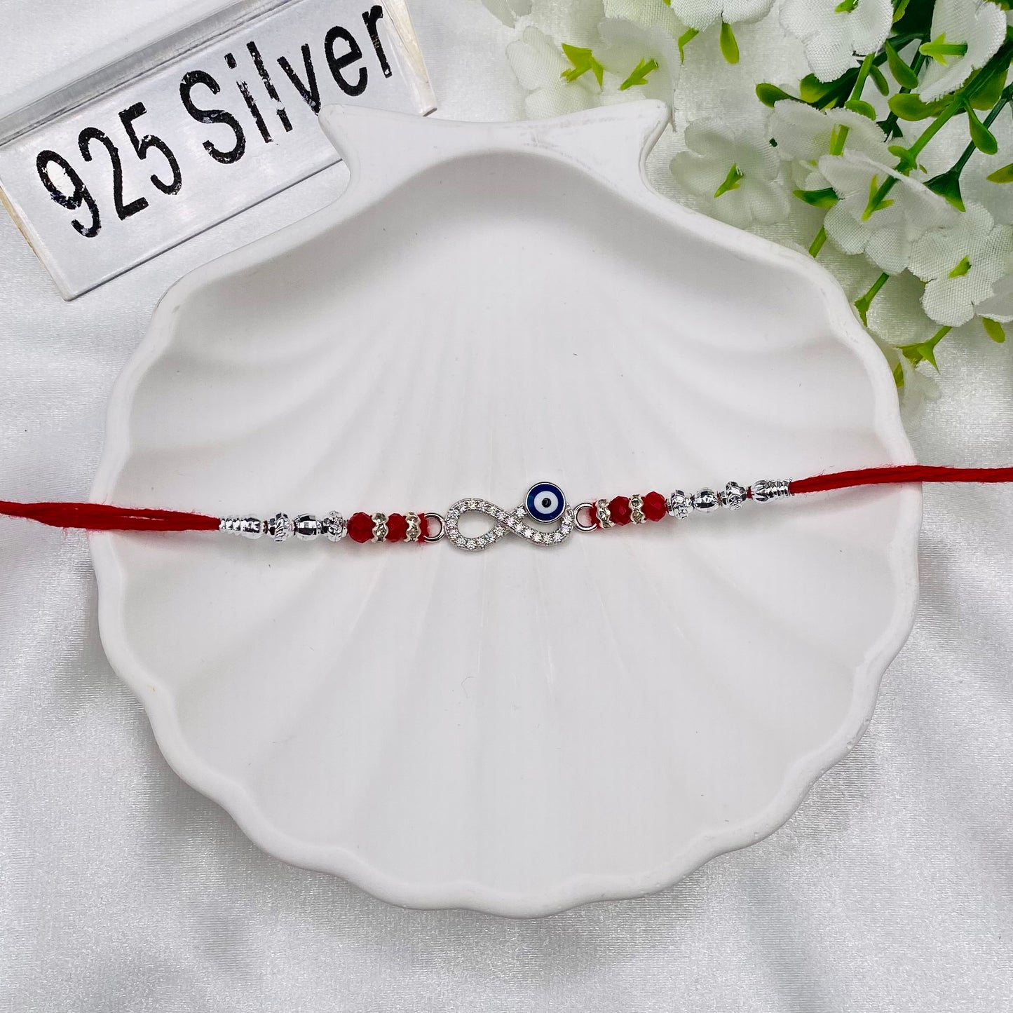 Evil eye infinity Silver Rakhi Thread SRT35