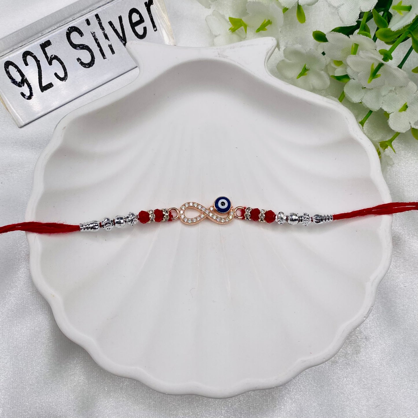 Evil eye infinity Silver Rakhi Thread SRT35