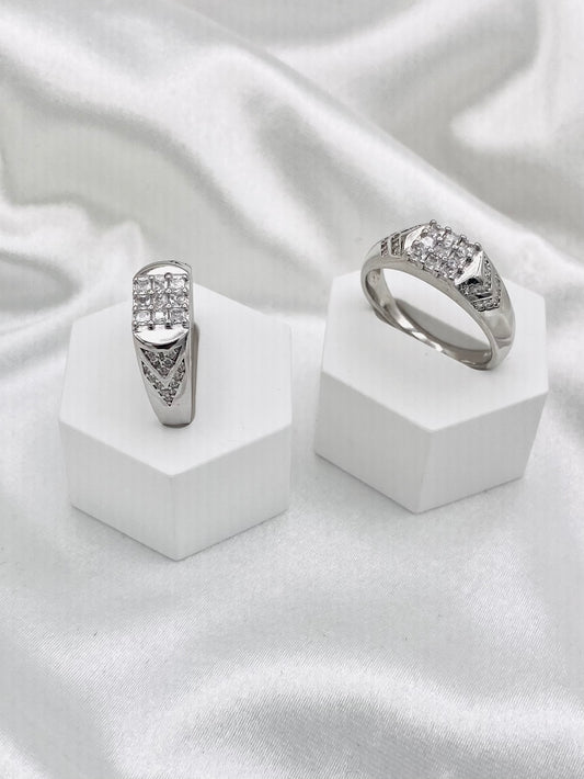 Men's Italian 9 Stone Sterling Silver Ring MRIT01