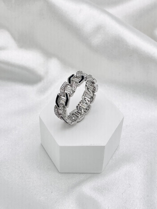Unisex Cuban Link Iced-Out  Moissanite Band In Sterling Silver UR17