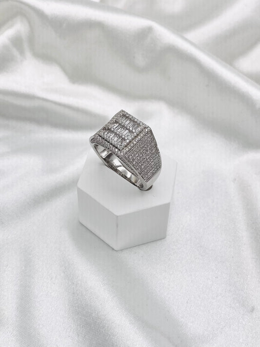 Men's Iced-out Chunky Silver Ring MRIT08