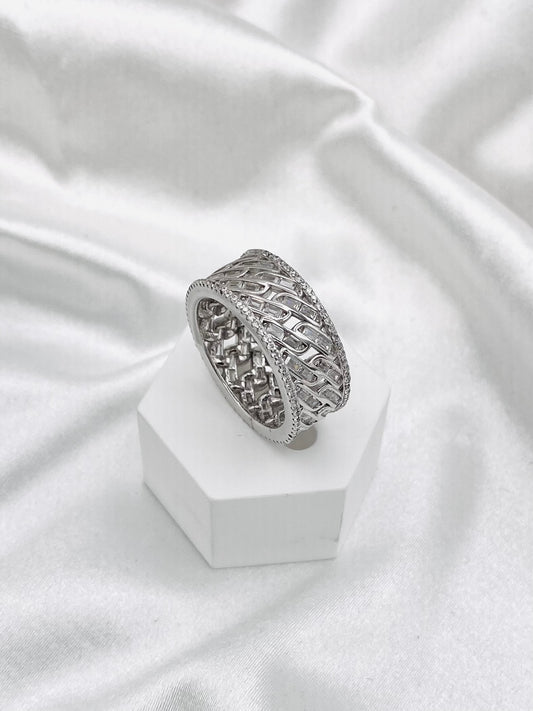 Men's Chunky Iced-Out Silver Band MRIT13
