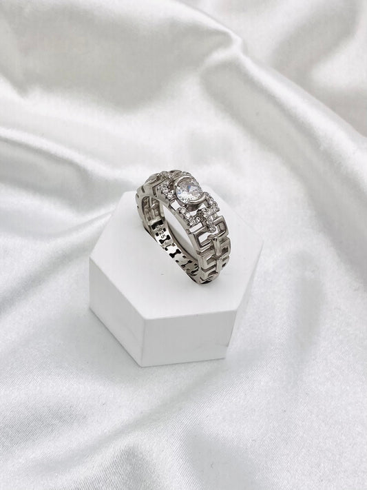 Men's Solitaire Versace Silver Band MRIT15