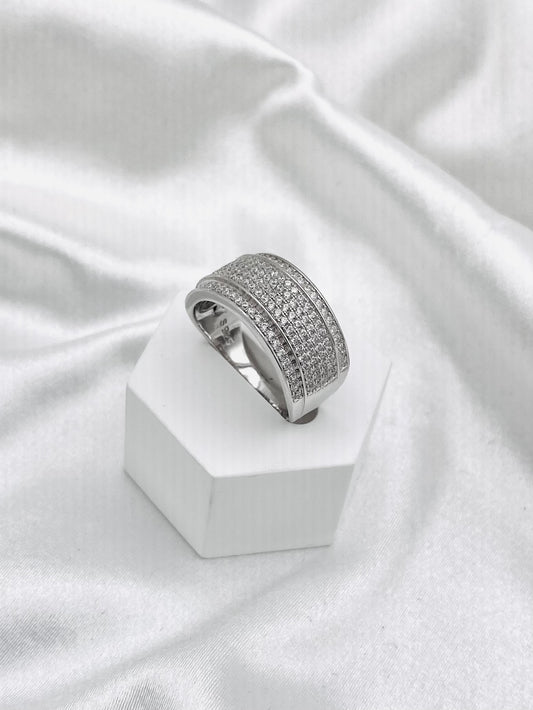 Men's Iced-Out Moissanite Bling Broad Silver Band MRIT14