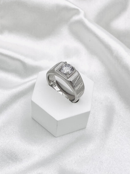 Men's Solitaire Engagement Silver Band MRIT16