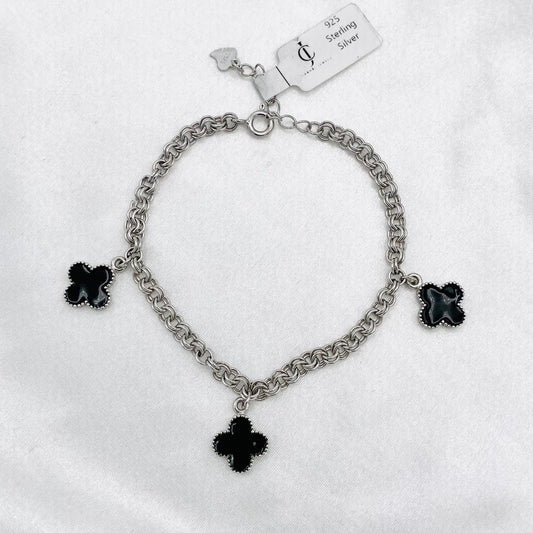 Women Black Van Cleef 3 Clover Dangler In Sterling Silver In Canada For Girls WBV16