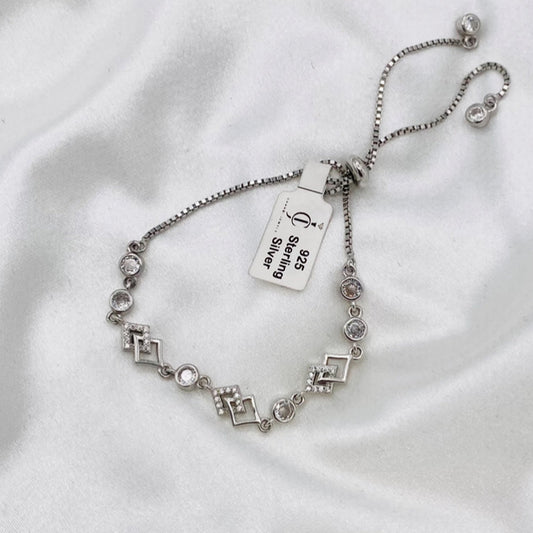 WBI07 Italian Adjustable Bracelet With American Diamonds In 925 Silver for Women